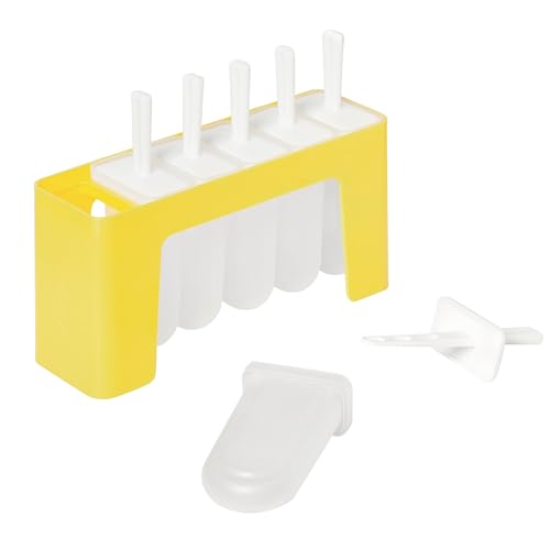 Tovolo Classic Reusable Popsicle Trays with Sticks Mold Set of 6 for Homemade Frozen Treats, Easy to Clean Reusable Popsicle Molds with Sticks and Drip Guard, Dishwasher Safe BPA Free Ice Pop Molds - color: Sun Ray