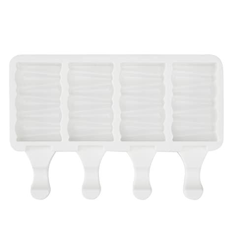Pastry Tek 4 Cavities Popsicle Mold, 1 Rectangle Cakesicle Mold - Flexible, Freezable, White Silicone Cake Popsicle Mold, Easy Release, For Baking - Restaurantware - size: 1 Count, style: Rectangle