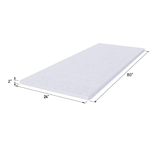 FOAMYFOAM High Density 2 inch Thick, 24 inch Wide, 80 inch Long Upholstery Foam, Cushion Replacement - size: 2" x 24" x 80"