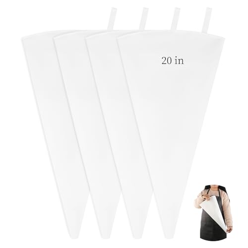 4 Pack 20 Inch Large Reusable Piping Bags,Cotton Cloth Pastry Bags with Plastic Coating, Professional Tipless Icing Bags for Cake Decorating Cupcakes Cookies Desserts and Baking Supplies - size: 20inch