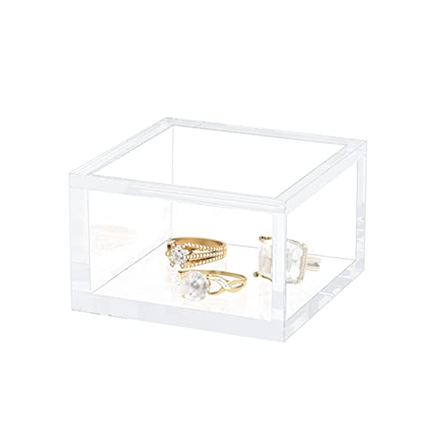 AITEE Acrylic Box with Lid, Small Square Storage Case with Multi-Purpose - size: Small