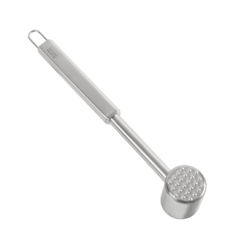 Kuhn Rikon Essential Meat Tenderizer – Dual-Sided Stainless Steel Head for Tenderizing & Flattening Meat – Comfortable Grip Handle - style: Contemporary