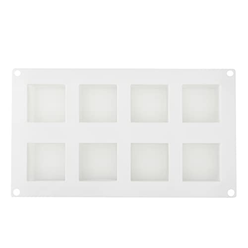 Pastry Tek 8 Cavities Square Cupcake Pan, 1 Oven-Ready Square Mold - Flexible, Freezable, White Silicone Petit Four Mold, Easy Release, For Baking - Restaurantware - size: 1 Count, style: Cube