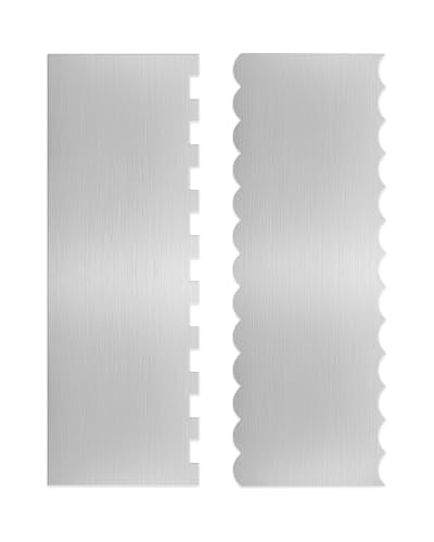 2PCS Stainless Steel Cake Scraper Set, Metal Cake Scraper - color: Stainless Steel 2PCS