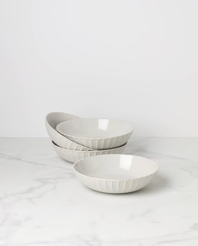 Lenox French Perle Scallop White Stoneware Pasta Bowl Set for 4, 36oz - color: White, style: Pasta Bowls, Set of 4