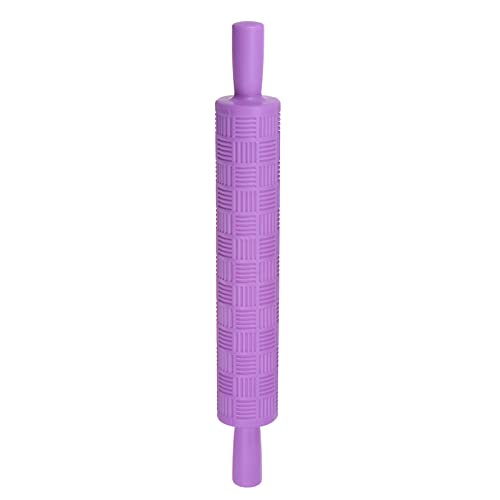 HARFINGTON Pattern Embossed Rolling Pin 14.57" x 1.97" Strip 3D Pattern PP Plastic Non-Stick Embossing Textured Rolling Pins for Baking Cookie Fondant Pastry Clay Dough, Purple
