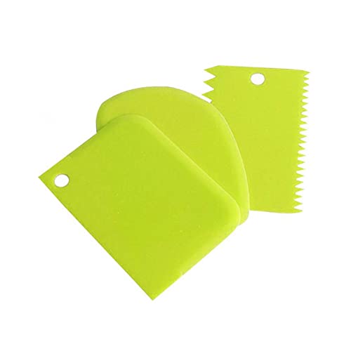 3 Pcs Cake Scraper Smoother Set, Cake Icing Smoother Tool for Cake Decorating, Plastic Dough Scraper Flexible Bowl Scraper for Baking