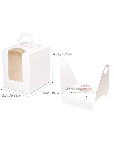 Bakepacker Auto-pop up Cupcake Boxes, White, 3.7 x 3.7 x 4.3 inch 25 Count - color: White, size: 3.7x3.7x4.3inch/25packs