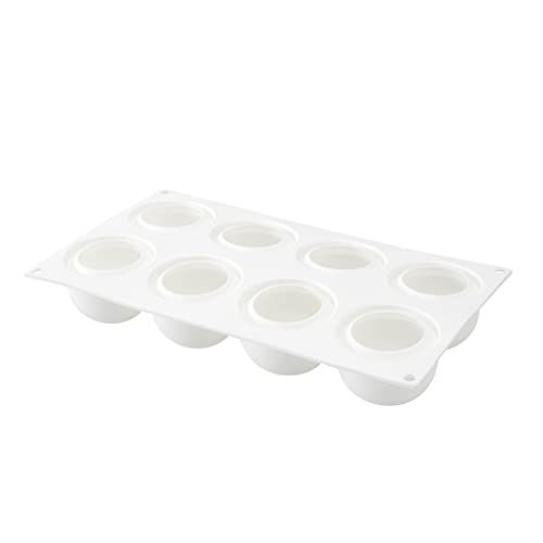 Restaurantware-Pastry Tek 8 Cavities Ball Mold, 1 Oven-Ready Chocolate Mold - Flexible, Freezable, White Silicone Baking Mold, Easy Release, For Making Candies or Chocolates - size: 1 Count, style: Ball