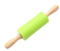 Green Rolling Pin, 9 Inch Silicon Rolling Pin with Wooden Handle for Kneading the Dough of Baking Bread, Pizza, Cookie, Noodles (green, 9 inch) - color: Green, size: 9 inch