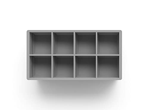 Ice Cube Molds, 2 Pack Silicone Trays for 8 Large Square Cubes - color: 2" Cube (Gray)