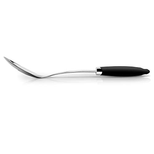 Stainless Steel Slotted Spoon, 12.9-Inch, Black Handle - color: B-Silver Spoon