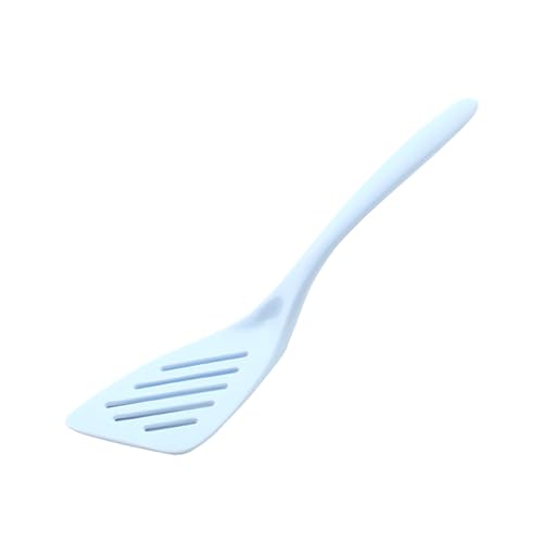 Hutzler 7.25 Inch Mini Melamine Angled Slotted Turner Spatula (Platinum Blue) - color: Platinum Blue