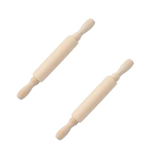 2Pcs Wooden Mini Rolling Pin Baking Small Dough Rolling Pin for Fondant Pastry Pizza Crafting and Imaginative Play for Christmas Presents Mini Pins Kitchen Dining (6 Inch)