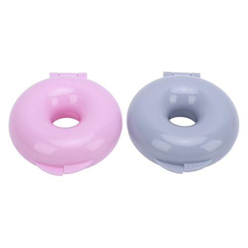 2 Pack Donut Baking Mold, Round Plastic Press Doughnut Cake Pan with Flip Design,Pink Blue for Bagel Bread Pastry DIY