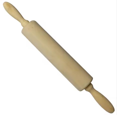 Classic Wooden Rolling Pin for Baking - 17-Inch Natural Beechwood Dough Roller with Easy-Grip Handles - Perfect for Bread, Pizza, Pastries, Cookies - Durable and Lightweight Kitchen Tool - size: 1 Pack Rolling Pin