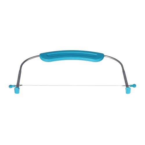 Cyrank Adjustable Cake Leveler for Leveling and Torting, 13.58 x 6.3inch 304 Stainless Steel Cake Leveler Adjustable Wire Cake Cutter with Handle and Scale DIY Baking Tool for Kitchen(Blue)