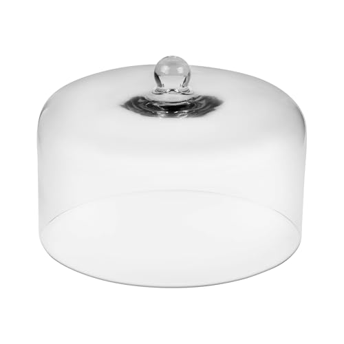 12" Wide Handmade Sturdy Glass Cake Dome, Cake Cover Lid for Cake, Food and Display, Glass Topper For Cake Plate And Cake Stand, Cake Stand Topper, Glass Dome Cloche, Glasss (12"x8") - size: 12"x8"