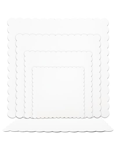 qiqee White 7 Inch Wave Cake Boards 15-Packs Squares Base Food-Grade Cardboard Wave Cake Plate（Thinner But Stronger） - size: 7 inch cake boards