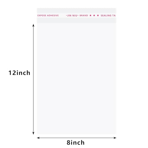 Self Sealing Cellophane Bags 8x12 Inches 200 Pcs, Clear Resealable Cello Plastic Bags Self Adhesive for Clothes Shirts Pants Foods Gifts Packaging - color: 8×12 inch