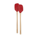 Tovolo Mini Spoon Spatula Wooden Handle Set for Cooking & Baking, Heat Resistant Safe for Cast Iron BPA Free Silicone Mixing Tool Natural Wood Perfect for Scraper Mixing Spooning, Cayenne Red - color: Cayenne