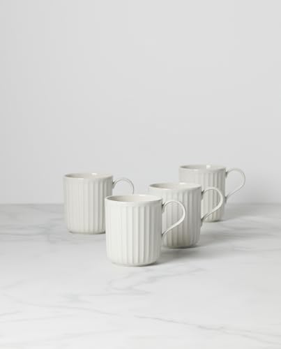Lenox 893549 French Perle Scallop 4-Piece Mug Set - color: White, style: Mugs, Set of 4