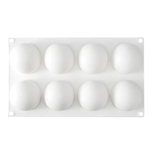 Restaurantware-Pastry Tek 8 Cavities Ball Mold, 1 Oven-Ready Chocolate Mold - Flexible, Freezable, White Silicone Baking Mold, Easy Release, For Making Candies or Chocolates - size: 1 Count, style: Ball