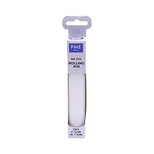 Knights Bridge Global PP85 PME Non-Stick Polyethylene Rolling Pin, 6" for Cake & Cookie Decorating, White, 6"