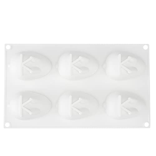Pastry Tek 6 Cavities Chocolate Bunny Mold, 1 Oven-Ready Easter Candy Mold - Flexible, Freezable, White Silicone Bunny Pan, Easy Release, For Baking - Restaurantware - size: 1 Count, style: Bunny
