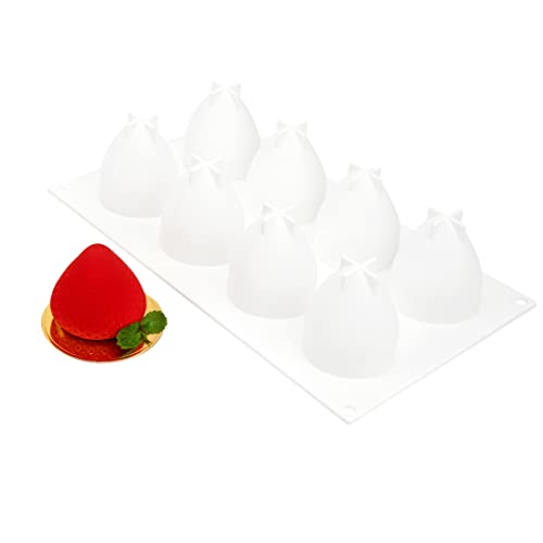 Pastry Tek 8 Cavities Strawberry Silicone Molds, 10 Oven-Ready Strawberry Molds - Flexible, Freezable, White Silicone Fruit Silicone Molds, Easy Release, For Baking - Restaurantware - size: 10 Count, style: Strawberry 8 Compartment