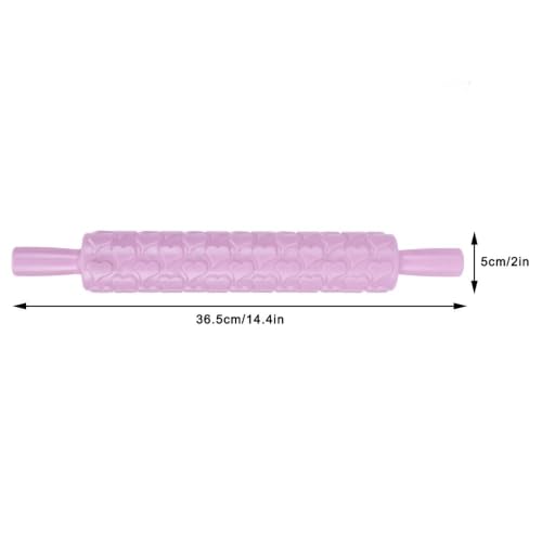 Embossed Rolling Pin for Fondant,PP Textured Pattern Roller with Handles for Cake Cookies Dough Clay Decorating,14.37 x 1.97 in(Droplet Heart) - size: Droplet Heart