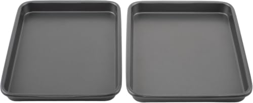GoodCook Everyday Toaster Oven Mini Baking Sheets Heavy-Gauge Steel Baking Pans with Scratch-Resistant Nonstick, Gray, 9 x 6-Inch (2- Piece Set) (Pack of 12) - size: 9 x 6-Inch (2- Piece Set) (Pack of 12)