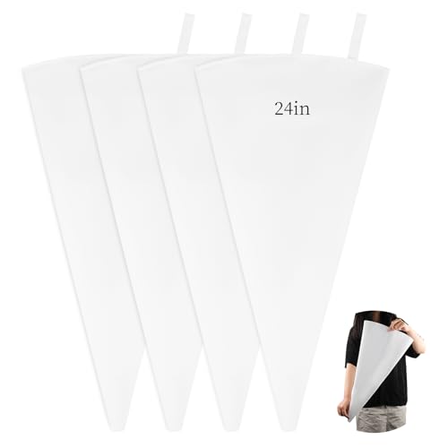 4 Pack 24 Inch Extra Large Reusable Piping Bags,Cotton Cloth Pastry Bags with Plastic Coating, Professional Tipless Icing Bags for Cake Decorating Cupcakes Cookies Desserts and Baking Supplies - size: 24inch