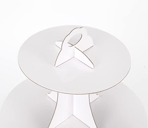 YLDW Cupcake Stand, 3-Tier Cupcake Stand Display, Cardboard Cup Cake Tower Stand, Disposable Dessert Stand for Birthday Tea Party Baby Shower Treat Decorations, White - color: White