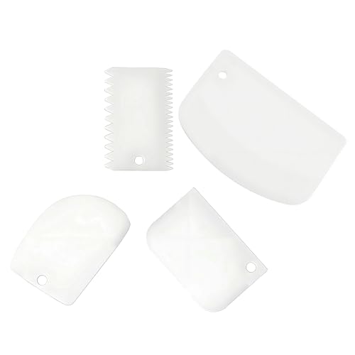 Cake Scraper Smoother Set and Sculpting & Modeling Tools, Cake Dough Flexible Spatula for Kitchen & Dining, 4 Pcs, White - color: White