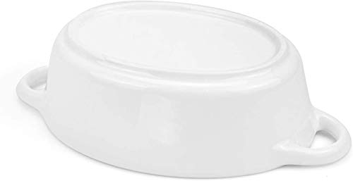 Foraineam 6-Pack Oval Porcelain Ramekins, 10 Ounce Ceramic Creme Brulee Souffle Baking Ramekin Dishes Bowl with Double Handles, Dishwasher and Oven Safe