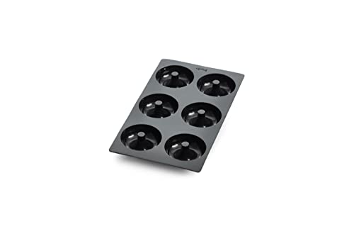 Lékué Platinum Silicone Donut Mold | 6 Non-Stick Holes For Baking - No Grease Needed | Pop-Out Oven Cake Molds | Heat-Resistant, Freezer Safe, Microwave Safe, Dishwasher Safe | Black - color: Black