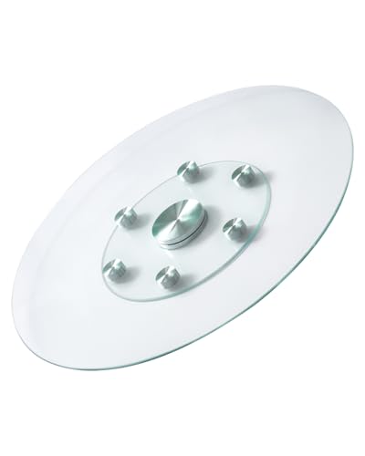 VEVOR 30 in Glass Lazy Susan Turntable, Tempered Glass Dining Table Centerpiece with 6 Rotating Wheels, 360° Smooth and Silent Spin Tabletop Rotating Tray, for Family Gatherings, Banquets & Weddings - size: 30.24 x 30.24 x 1.50 in