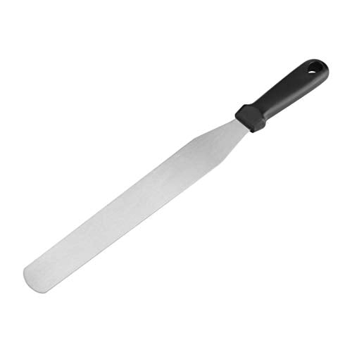 uxcell Cake Icing Spatula 12 Inch Plastic Handle Offset Cream Frosting Spatula Durable Stainless Steel Cake Baking Decorating Spatulas Black - size: Length: 12inch