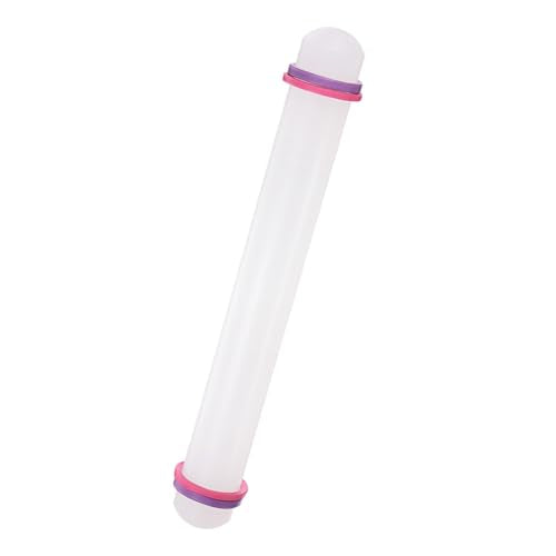 Fondant Rolling Pin - Fondant Cake Dough Roller Non-Stick No Handle Rolling for Baking Kitchen Tool Rolling Pin with Rings PP - (12" x 1.38", White)