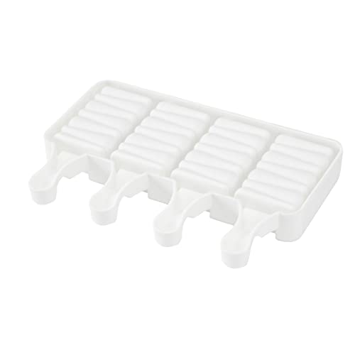 Pastry Tek 4 Cavities Popsicle Mold, 1 Rectangle Cakesicle Mold - Flexible, Freezable, White Silicone Cake Popsicle Mold, Easy Release, For Baking - Restaurantware - size: 1 Count, style: Rectangle