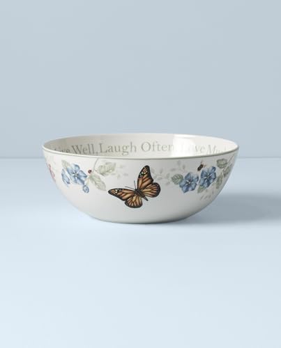 Lenox Butterfly Meadow "Live Well, Laugh Often, Love Much" Serving Bowl, White - - style: Serving Bowl, Sentiment