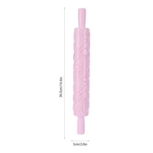 Embossed Fondant Rolling Pin,PP Plastic Pattern Roller with Dual Handles for Cookies,Pastry,Cake Decor,14.37 x 1.97 in(Big and Small Hearts) - size: Big and Small Hearts