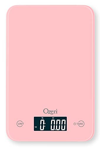 Ozeri Touch Digital Kitchen Scale (12 lbs Edition) in Tempered Glass - color: Crystal Rose