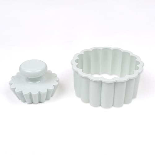 Tart Cutting Mold Set, 4 inch Fluted Round Cookie Cutter Round Double Cut and 2.5 inch Tart Tamper Plastic, Biscuit Cutter for Making Egg Tarts, Fondant Cakes(Baking Tray Not Included)