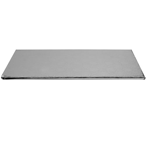 O’Creme Cake Board, Silver Foil Narrow Rectangle - Log Cake Board, Wraparound Silver Pastry Drum Boards with Gorgeous Design, Sturdy & Durable 1/4” Thick Cake Drums, 14.5 Inch x 5 Inch - Pack of 10 - color: Silver, size: 14.5 Inch x 5 Inch