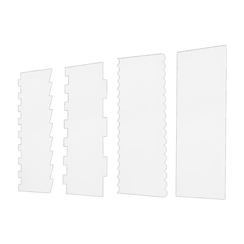 4 Pack Clear Cake Combs, Clear Acrylic Cake Smoother Scraper