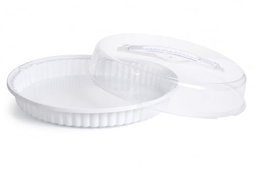 (2) Pie Carrier with Clear Dome Lid and Handle Pie Storage Container for Transporting, Serving, and Protecting Pies, Cakes, Tarts, and Desserts – Durable Reusable Plastic Dessert Keeper
