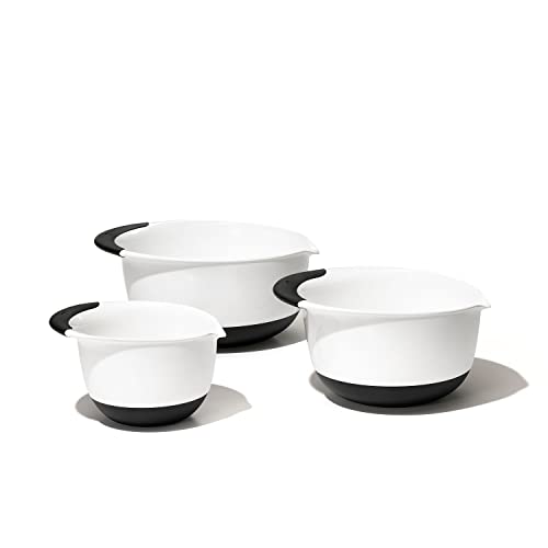 OXO Good Grips 3-Piece Plastic Mixing Bowl Set - Black & White - color: White, size: Small, Medium, Large
