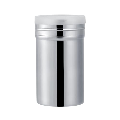 Stainless Steel Powdered Sugar Shaker Duster, Fine Mesh Shaker Powder Cans with Plastic Lid Chocolate Sifter Dispenser Container for soda Cocoa Sugar Spice (Large)